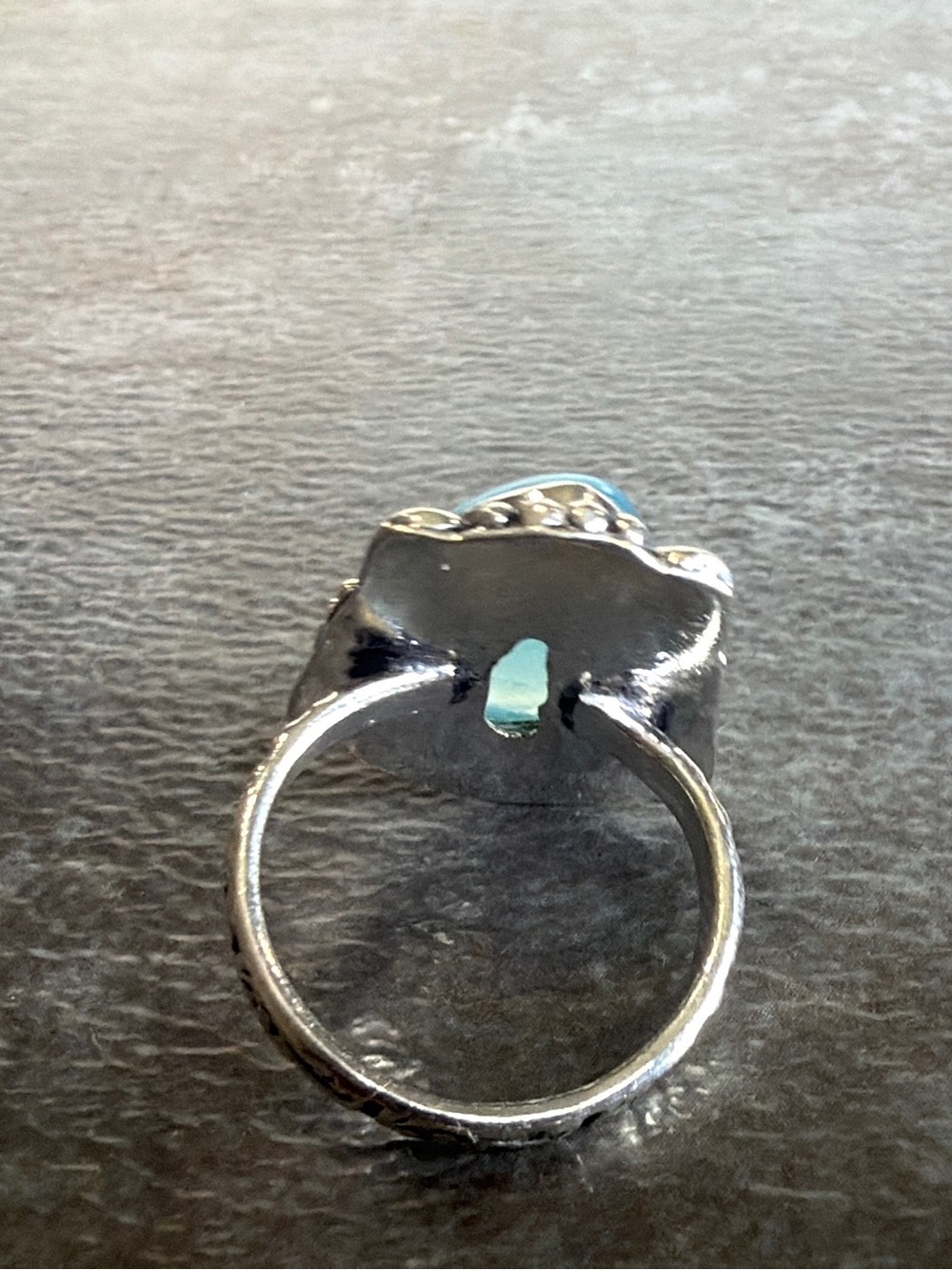 Boho Vintage Silver 925 Ring Size 7.5 Women Jewelry Blue Chalcedony Gemstone - Picture 4 of 4